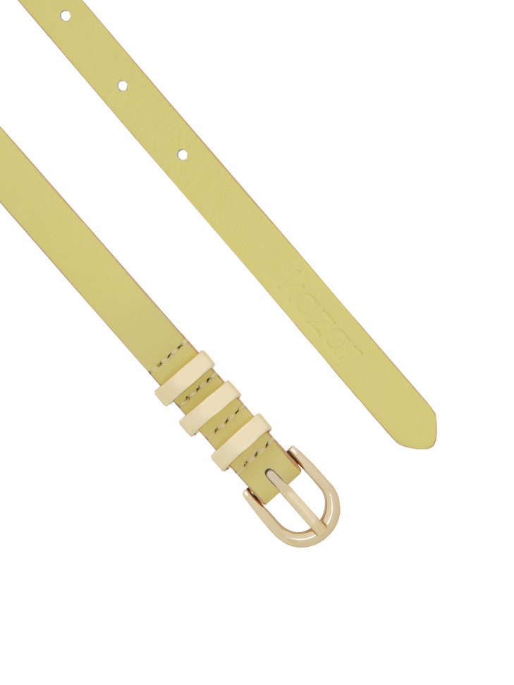 Skórzany wąski pasek ze otym okuciem