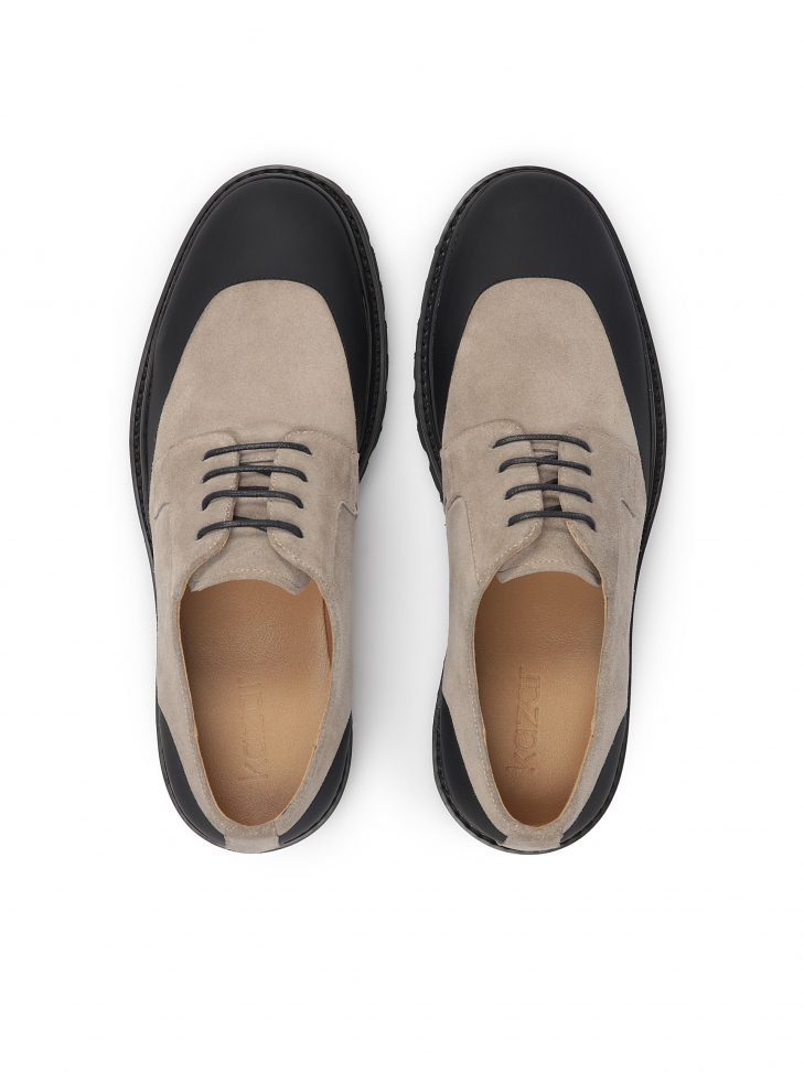 Casualowe beżowo-czarne półbuty męskie