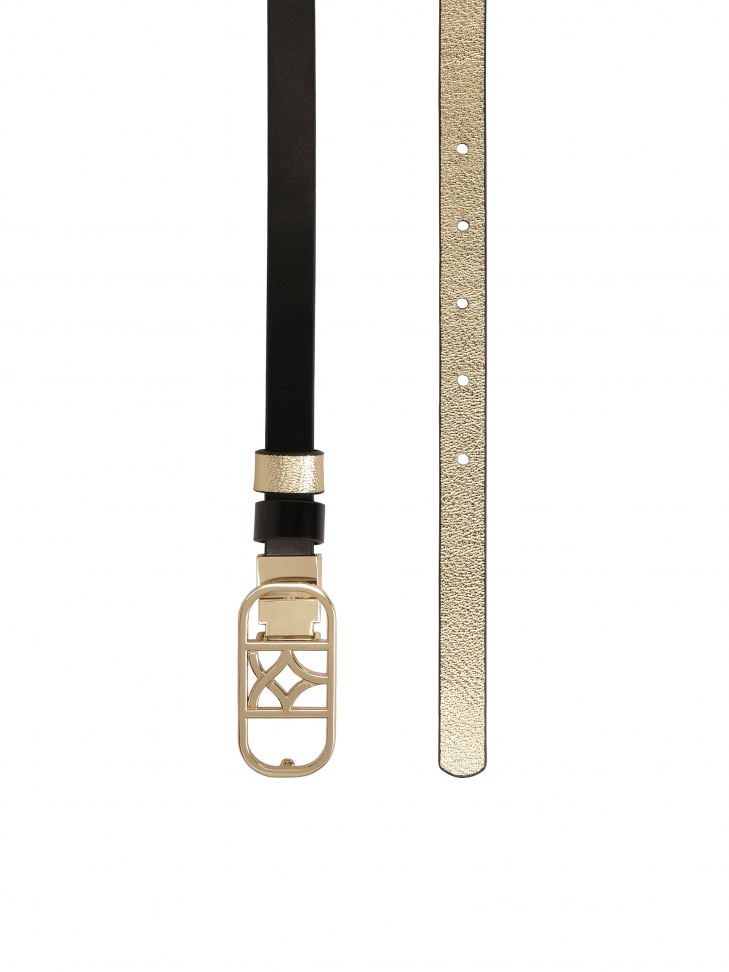 Wąski dwustronny pasek z ozdobną klamrą