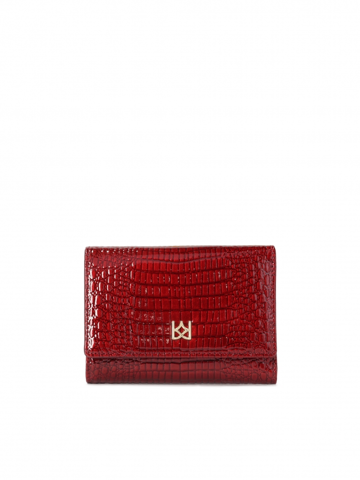 Czerwony portfel z lakierowanej tłoczonej skóry