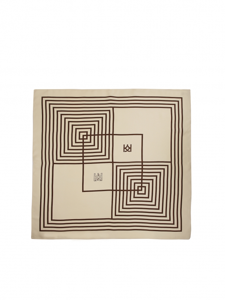 Kremowa apaszka z jedwabiu w regularny wzór