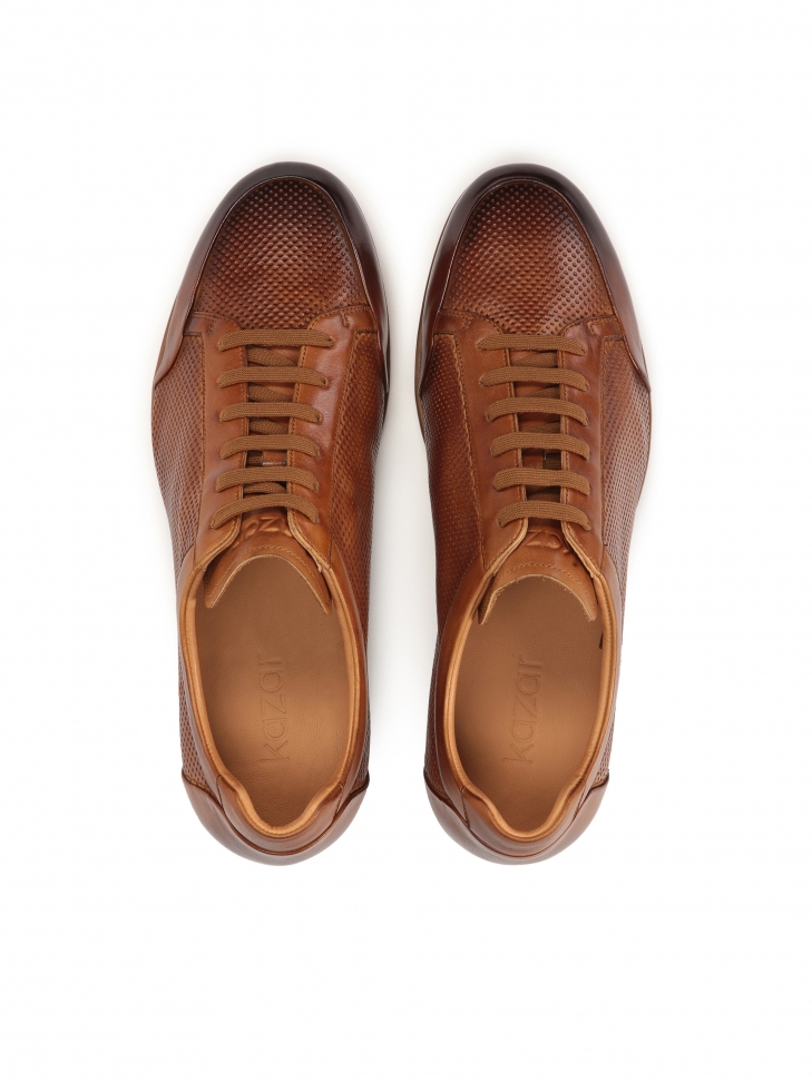 Skórzane półbuty męskie z cieniowaną cholewką