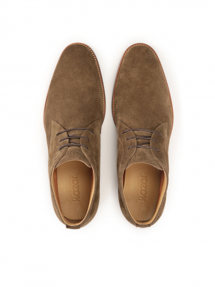 Zamszowe trzewiki z wiązaną cholewką