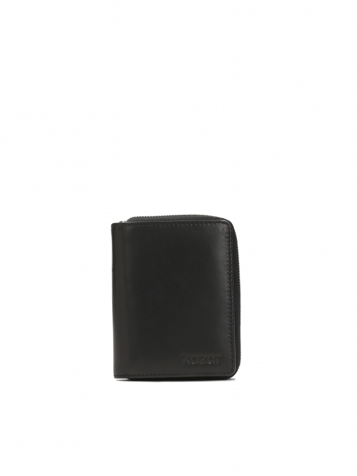 Rozkładany czarny portfel męski z naturalnej skóry