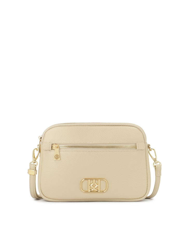 Beżowa torebka z kieszonką na przodzie