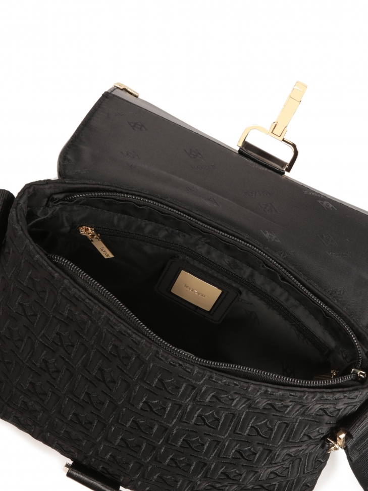 Uniwersalna czarna listonoszka w haftowany wzór