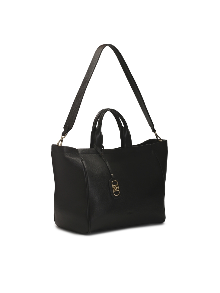 Czarna duża torebka z miękkiej skóry