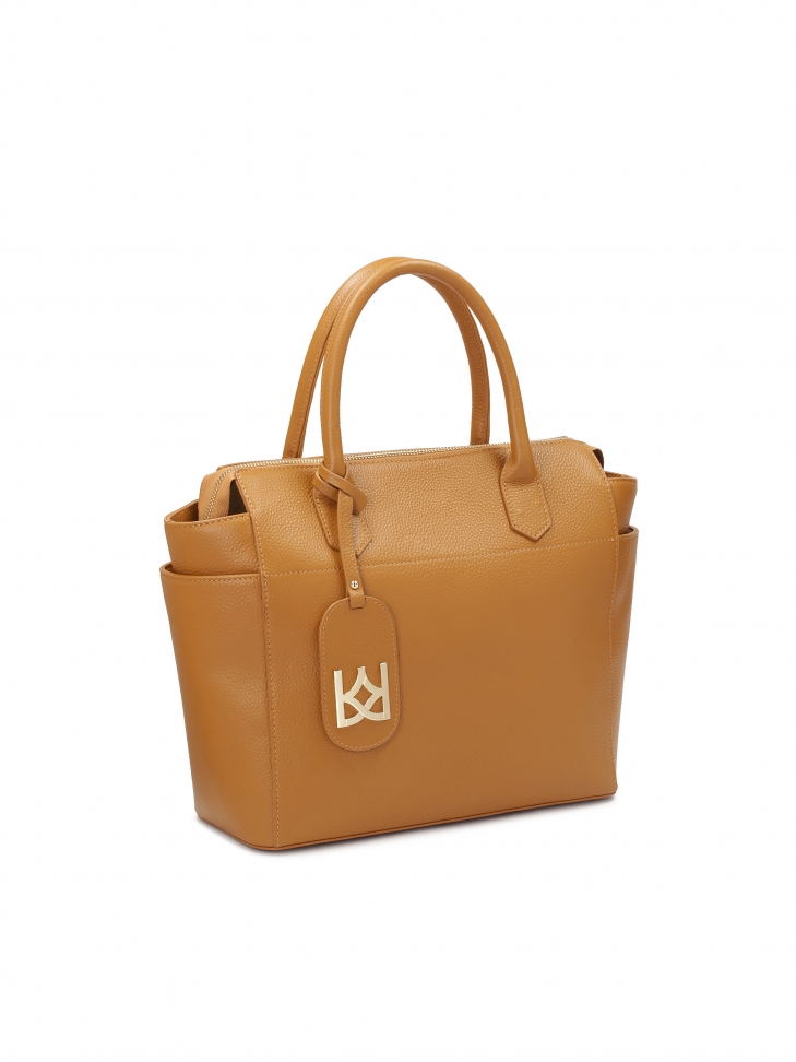 Pojemna jasnobrązowa torebka ze skóry