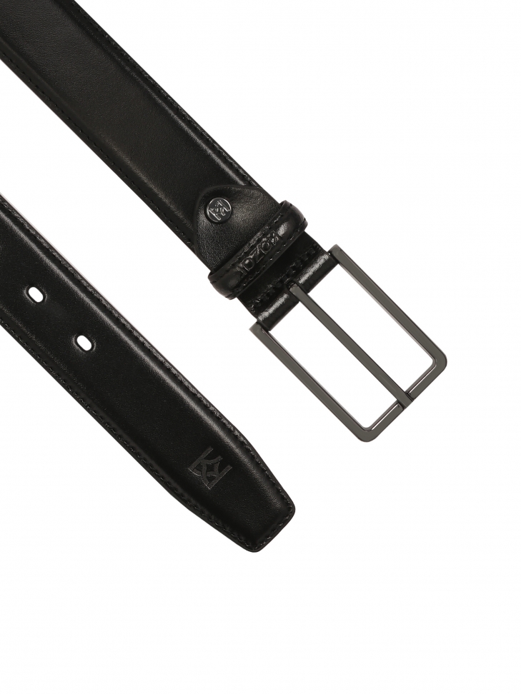 Czarny pasek męski z przeszyciami