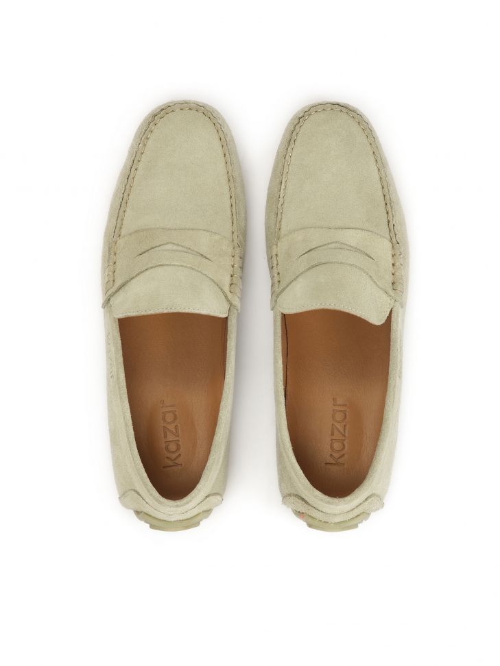 Zamszowe mokasyny męskie z podeszwą w naapiany wzór