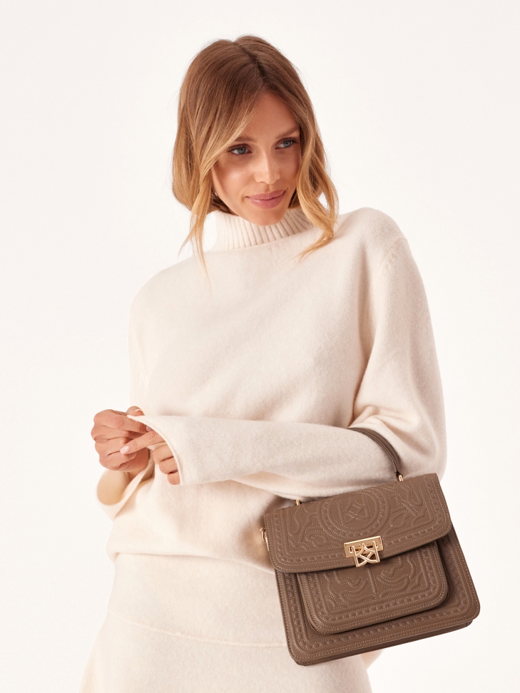 Skórzany kuferek z naturalnej skóry w taupe kolorze