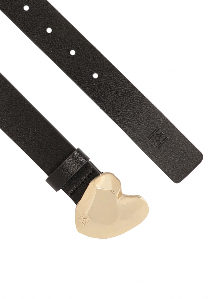 Elegancki wąski pasek skórzany z ozdobną klamrą