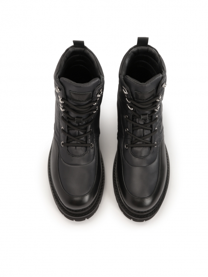 Czarne męskie trzewiki z łączonych materiałów