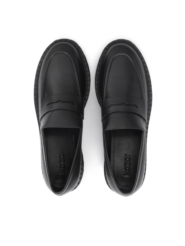 Wsuwane skórzane półbuty na grubej podeszwie