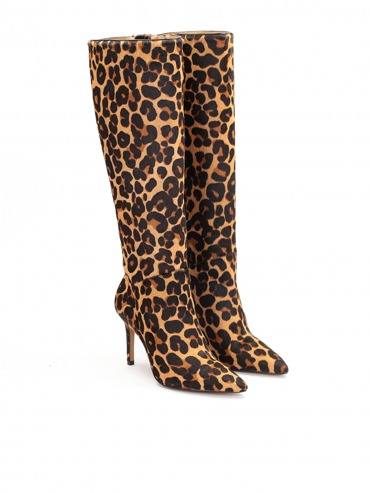 Eleganckie kozaki damskie z motywem panterki