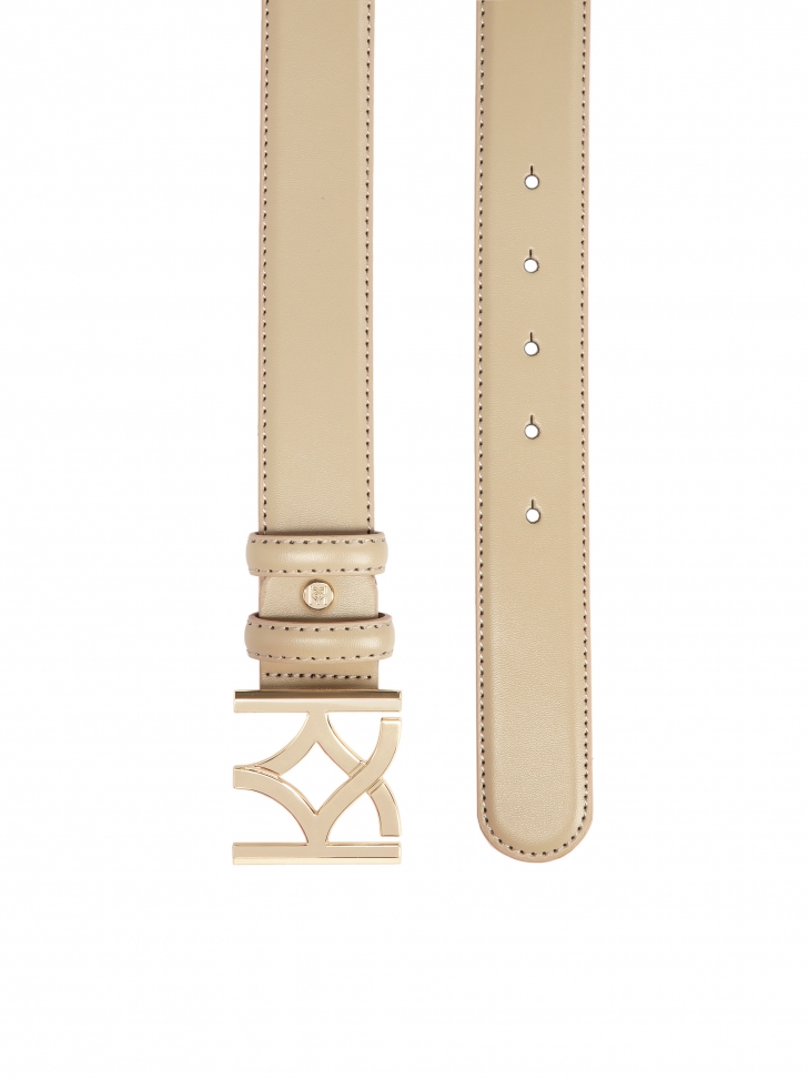 Szeroki pasek taupe z dużą ozdobną klamrą