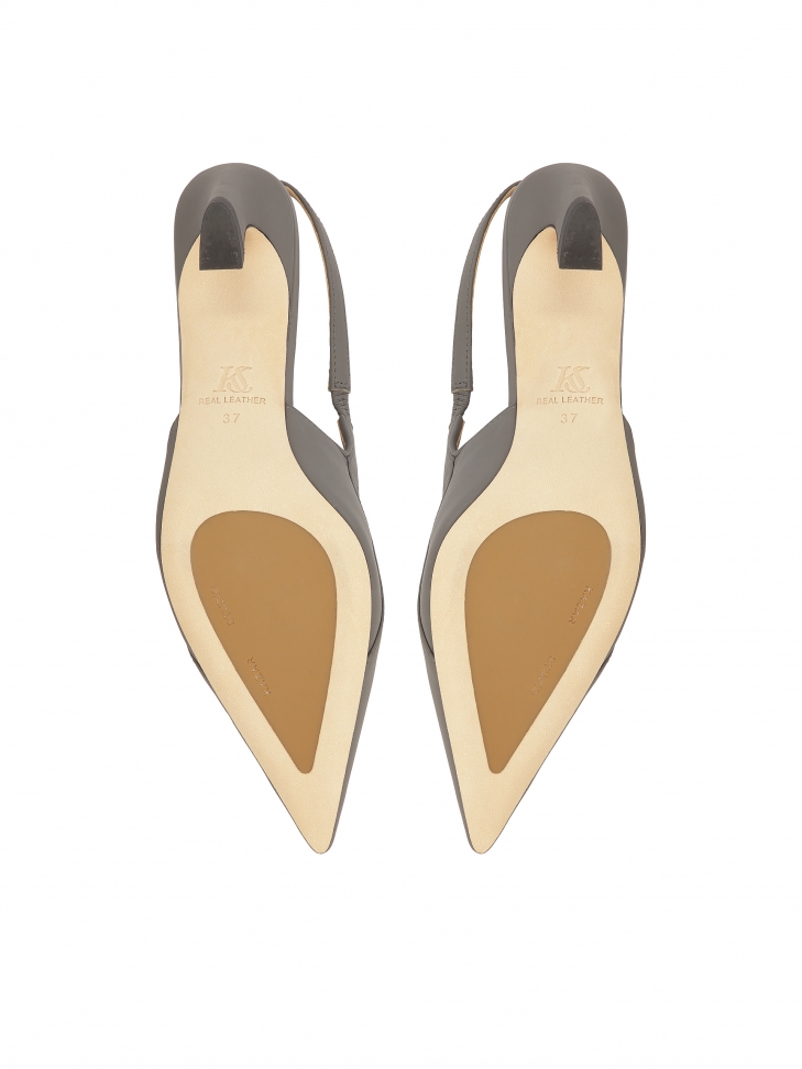 Skórzane czółenka z otwartą piętą