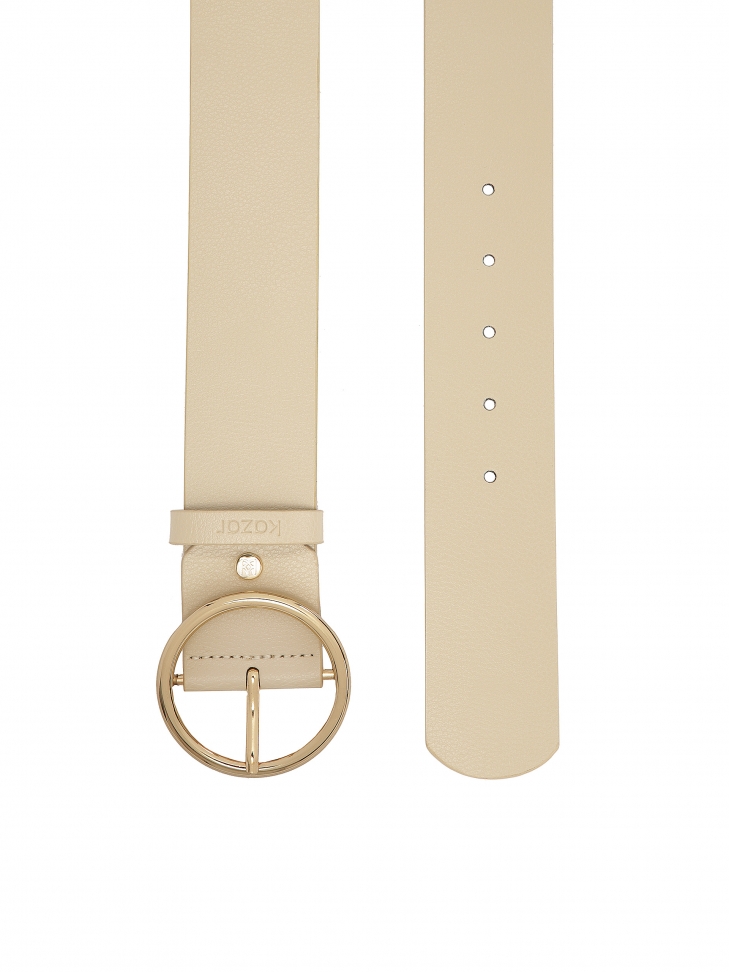 Kremowy pasek z oągłą sprzączką
