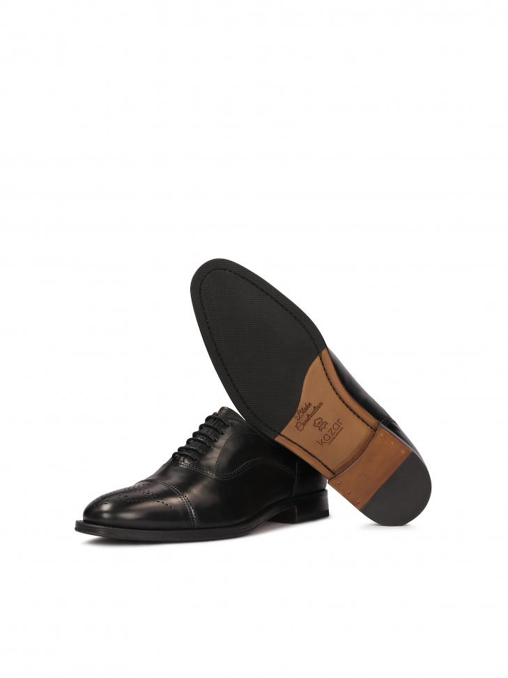 Skórzane czarne półbuty z Limitowanej Kolekcji na skórzanej podeszwie