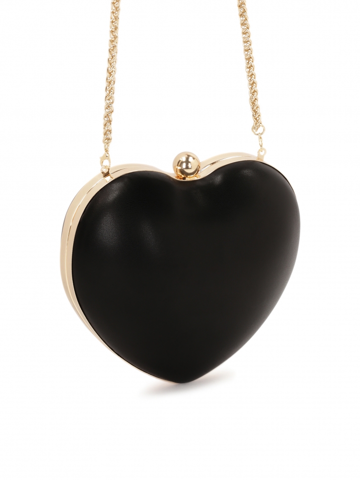 Czarna sztywna torebka wieczorowa serce