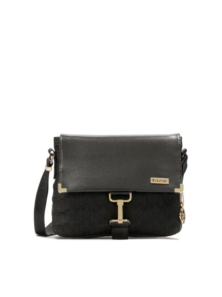 Uniwersalna czarna listonoszka w haftowany wzór