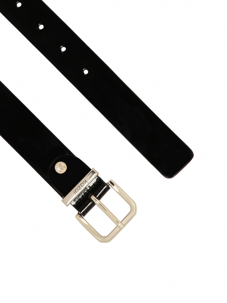 Gładki lakierowany pasek z kwadratową klamrą