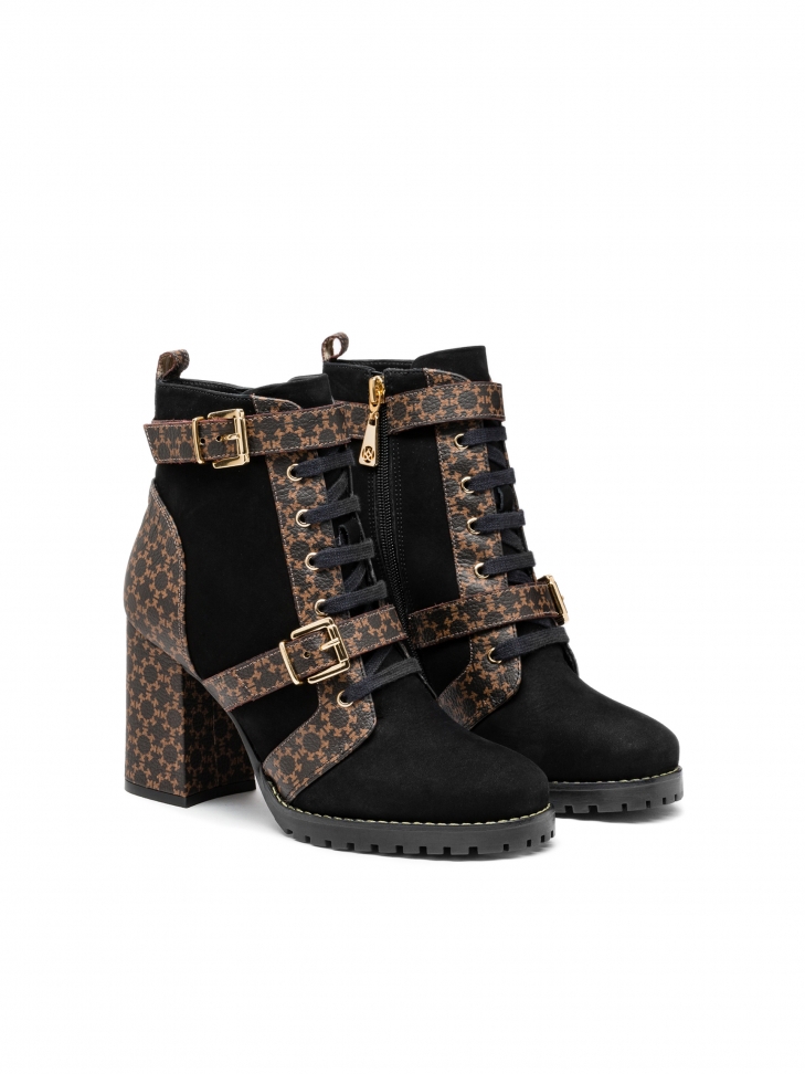 Brązowo-czarne botki damskie