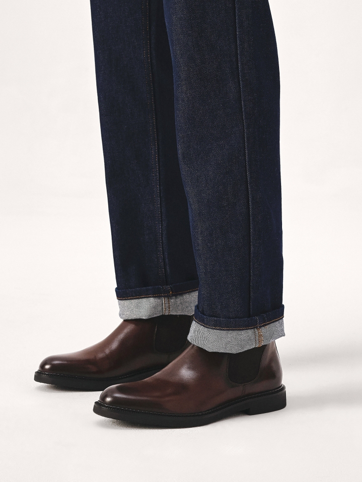 Wsuwane brązowe sztyblety męskie