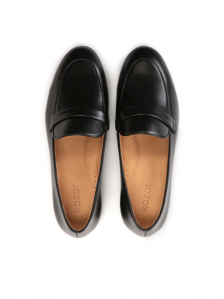 Czarne loafersy damskie z gładkiej skóry