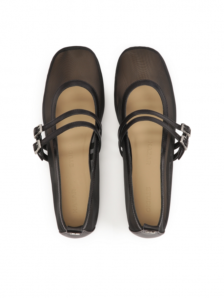 Siateczkowe baleriny z dwoma paskami