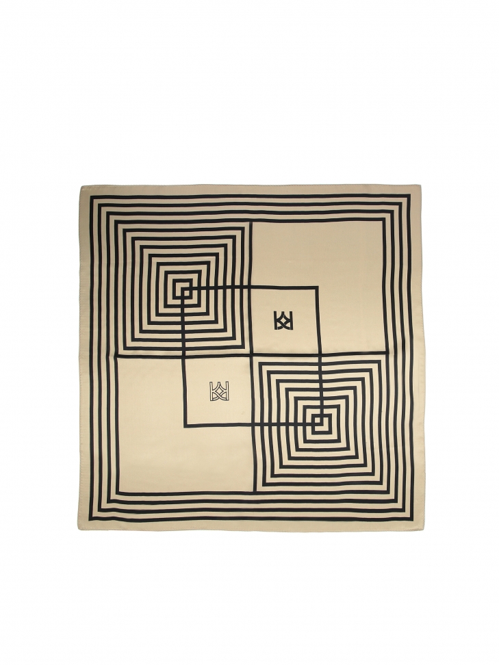 Elegancka jedwabna apaszka damska w monogramy KAZAR