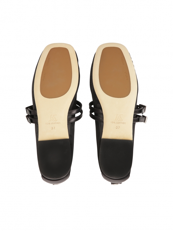 Siateczkowe baleriny z dwoma paskami