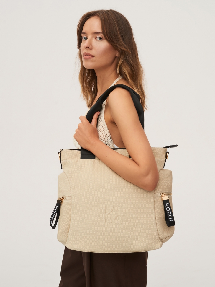 Beżowo-czarna torebka damska