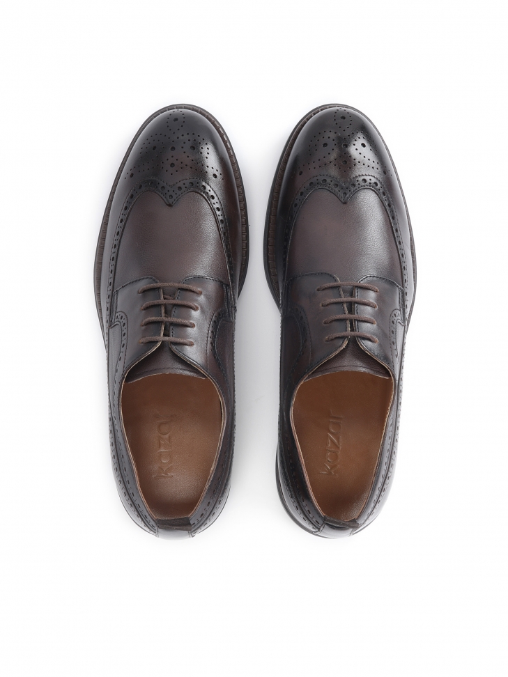 Casualowe półbuty męskie ze skóry ze zdobieniem brogue