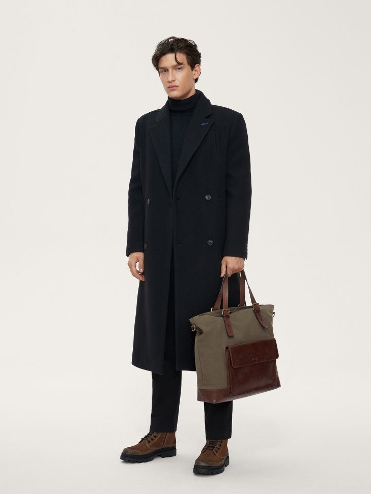 Praktyczna torba męska z tkaniny w kolorze taupe