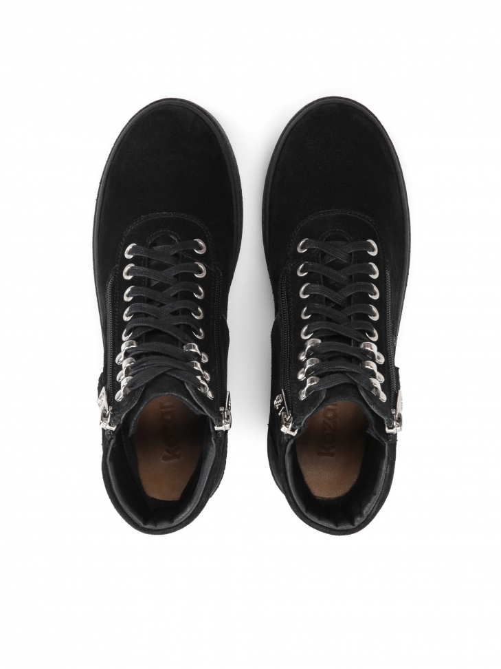 Wysokie zamszowe sneakersy damskie z monogramem