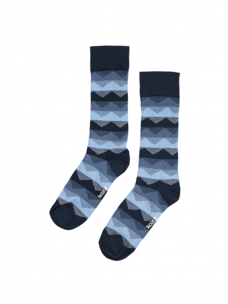 Granatowe skarpety w paski i zygzaki