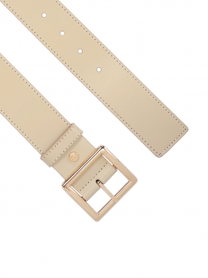 Skórzany pasek damski z geometryczną klamrą