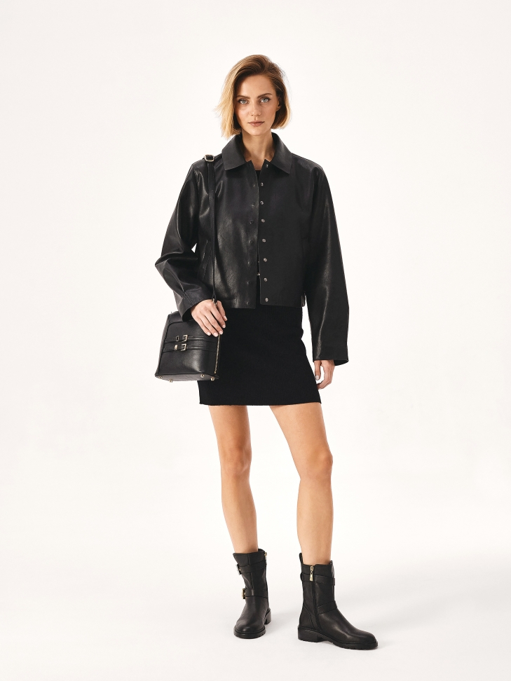 Czarne botki w stylu motocyklowym