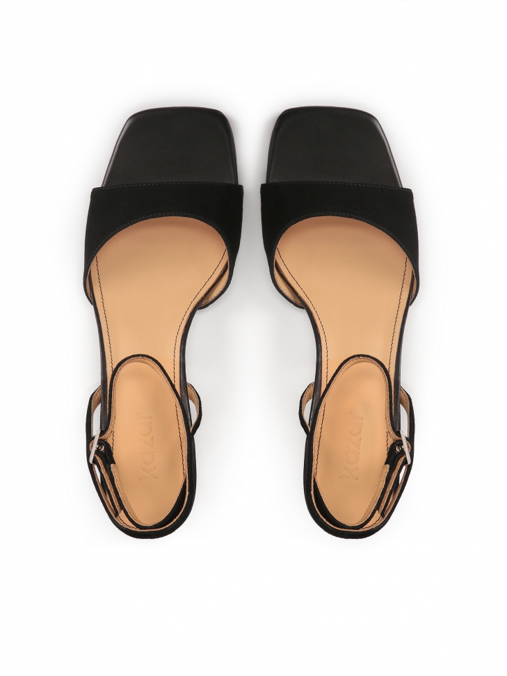 Zamszowe sandały na atrakcyjnym obcasie