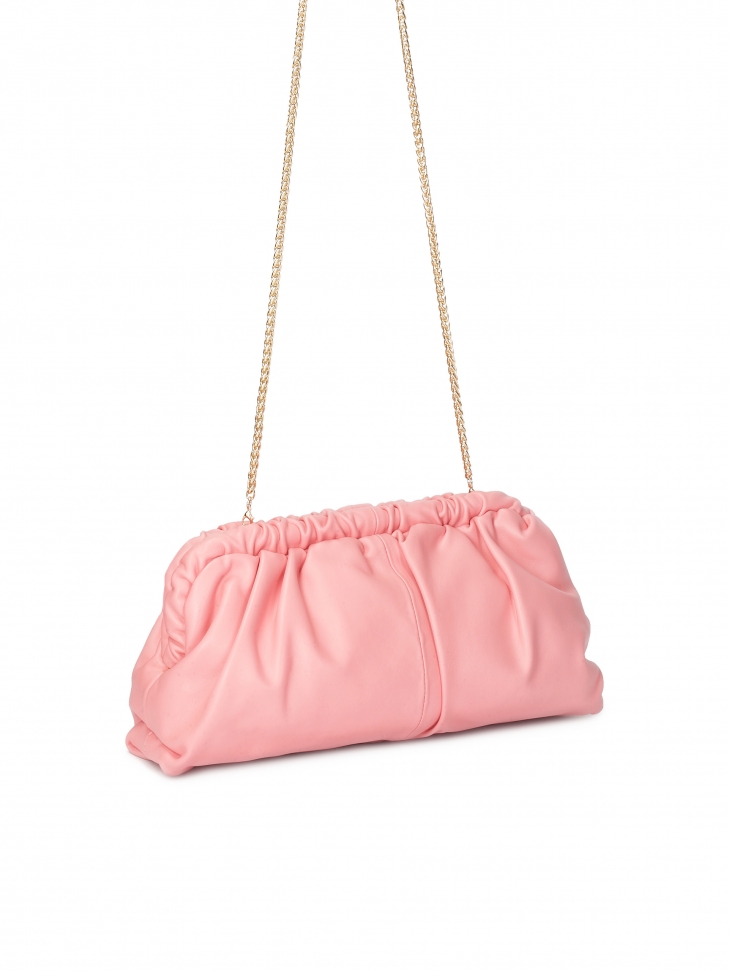 Różowa torebka pouch bag ze skóry