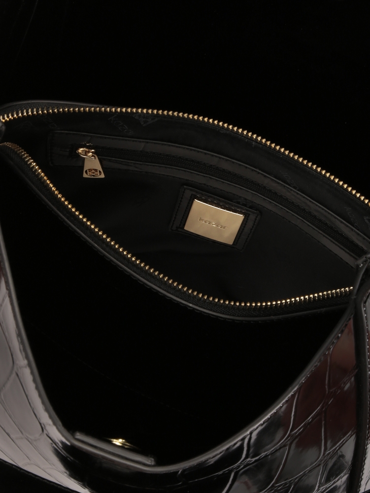 Torebka na ramię z tłoczonej skóry lakierowanej