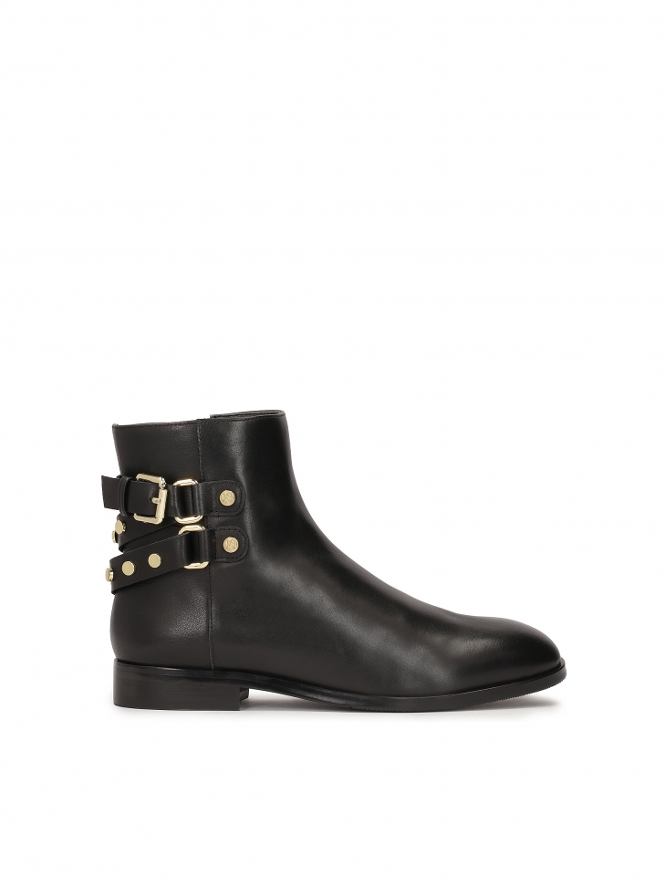 Czarne botki z dżetami na płaskiej podeszwie