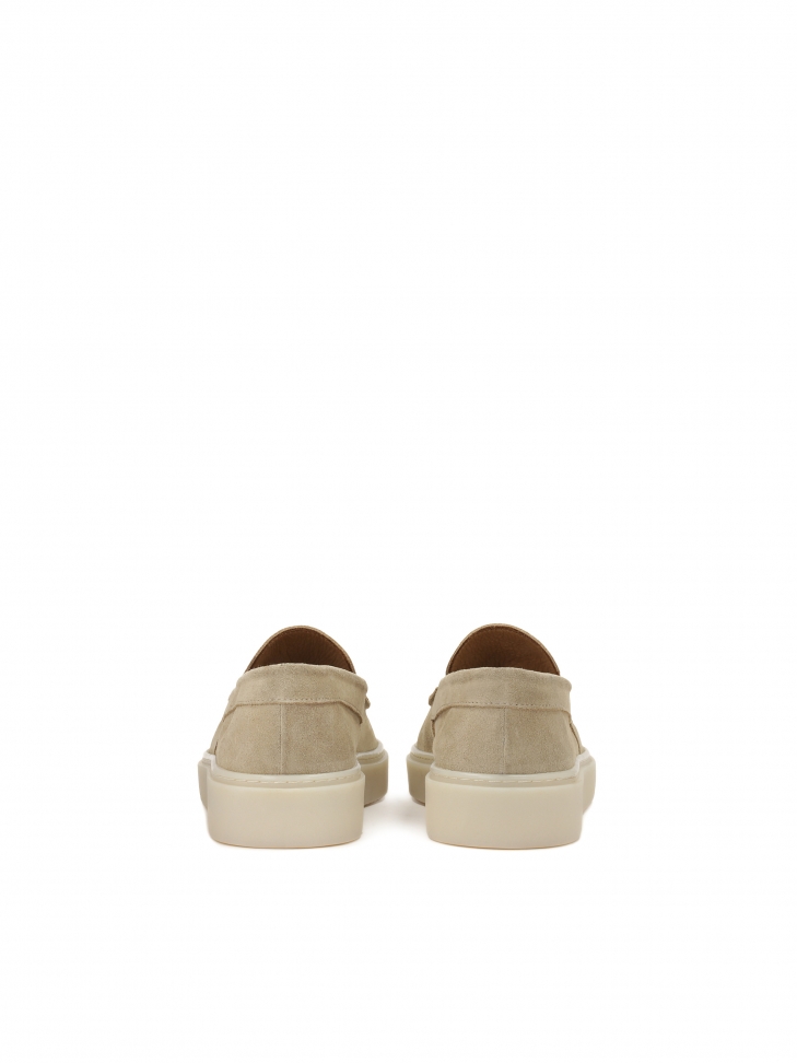 Beżowe wsuwane sneakersy męskie z zamszu