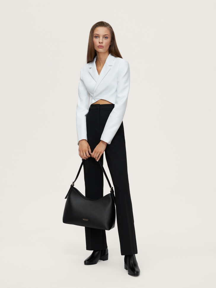 Czarne botki damskie z suwakami na bokach cholewki