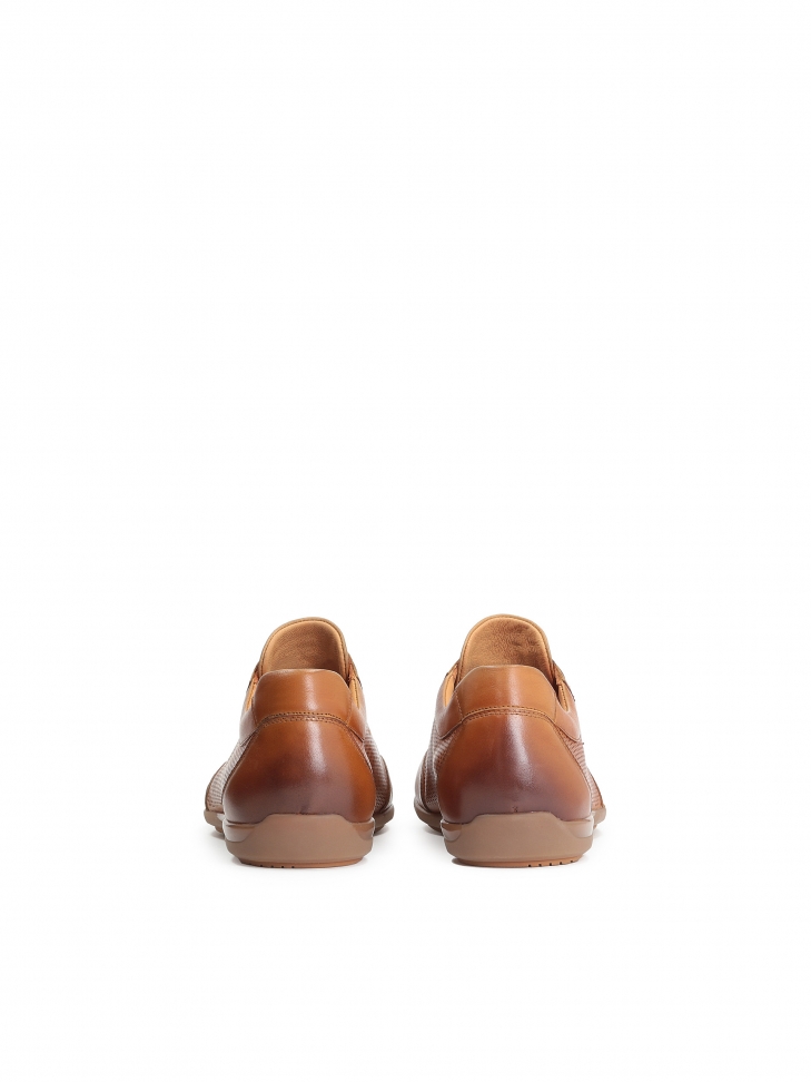 Skórzane casualowe półbuty męskie z perforacją