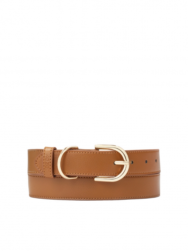 Wąski brązowy pasek z gładkiej skóry