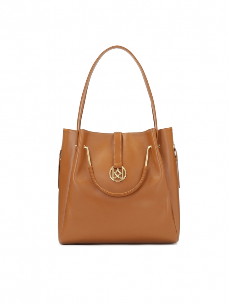 Duża skórzana torebka z podwójnymi uchwytami