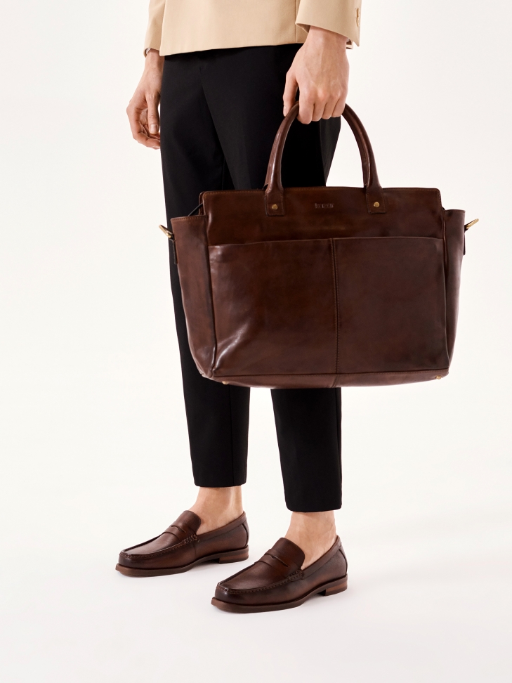 Elegancka skórzana torba męska w biznesowym stylu