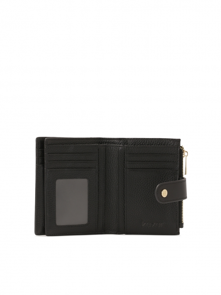 Czarny płaski portfel ze skóry